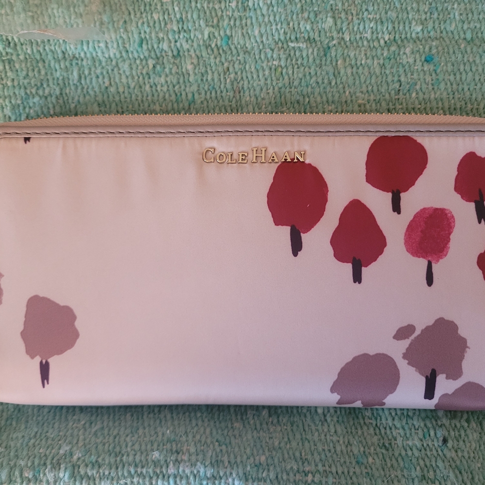 Cole Haan Cream and Red Tree Passport Wallet